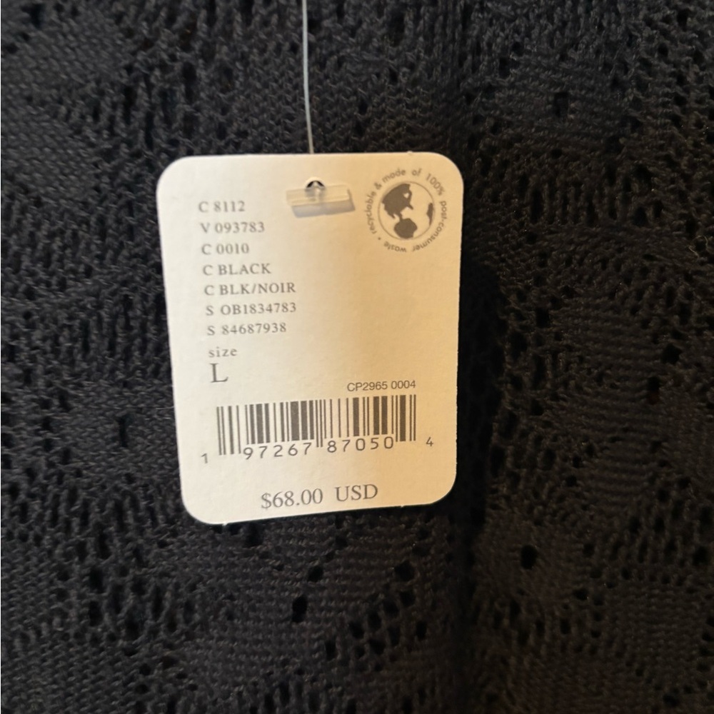 Black Crochet Long-Sleeve Women's Top NWT Size L Runs small - Picture 5 of 5